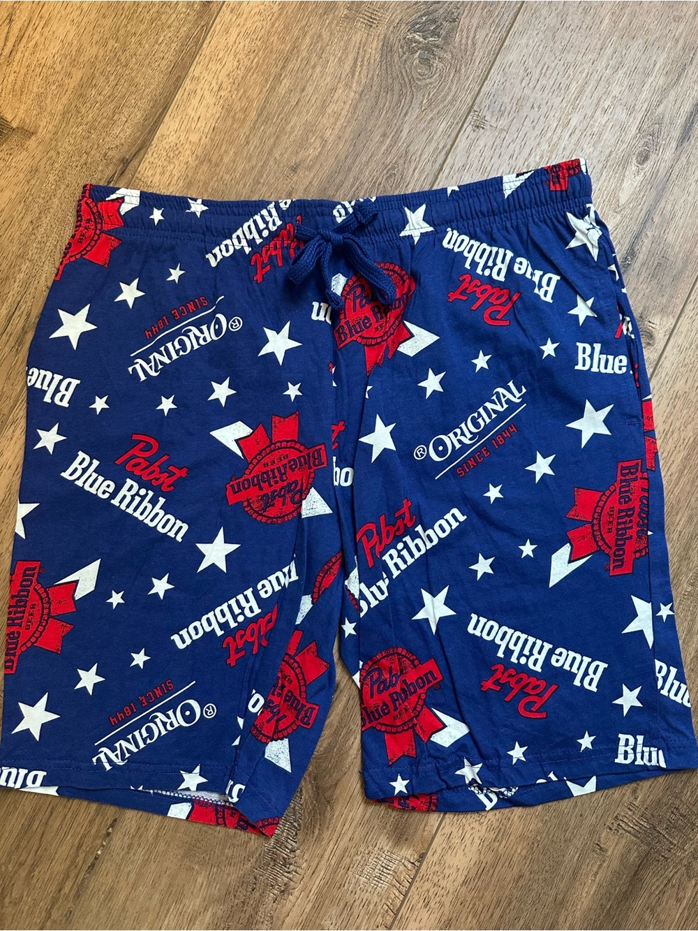 NEW! Pabst Blue Ribbon Men’s Sleep Shorts, America, USA, 4th of July, Cotton, L